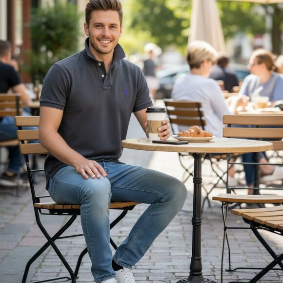 Polo By Ralph Lauren Short Sleeve Size Men's Medium Gray 100%Cotton - Picture 6 of 7